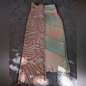 PrettyLittleThing Pink and Green Maxi Skirt Set